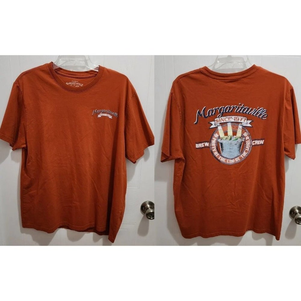 Margaritaville for Tasso Elba Orange Brew Crew Beer Beach Shirt Size XL Cotton